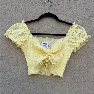 Princess Polly Yellow Eyelet Ruffle Blouse